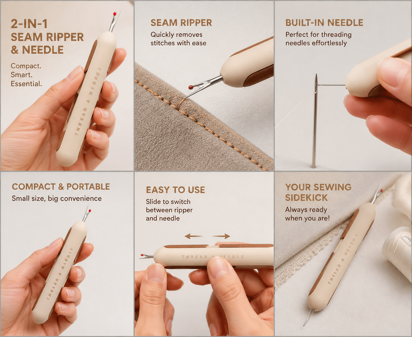 Thread Ripper, Needle Threader for Hand Sewing - 2-in-1